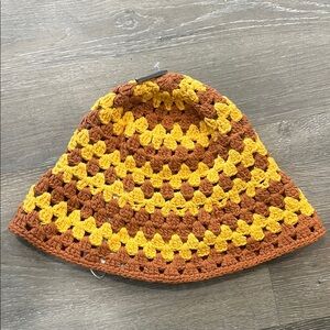 Zara Yellow and Brown Crochet Kids Hat
